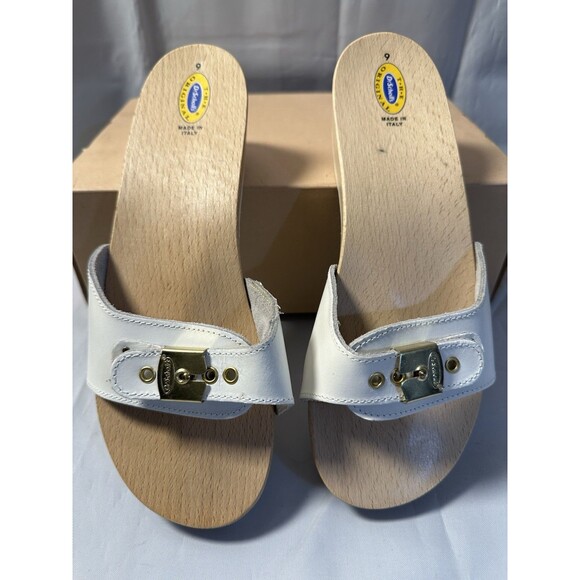Dr . Scholls White Italian The Original Wooden Exercise Clog Sandals Size 9M - Picture 3 of 7